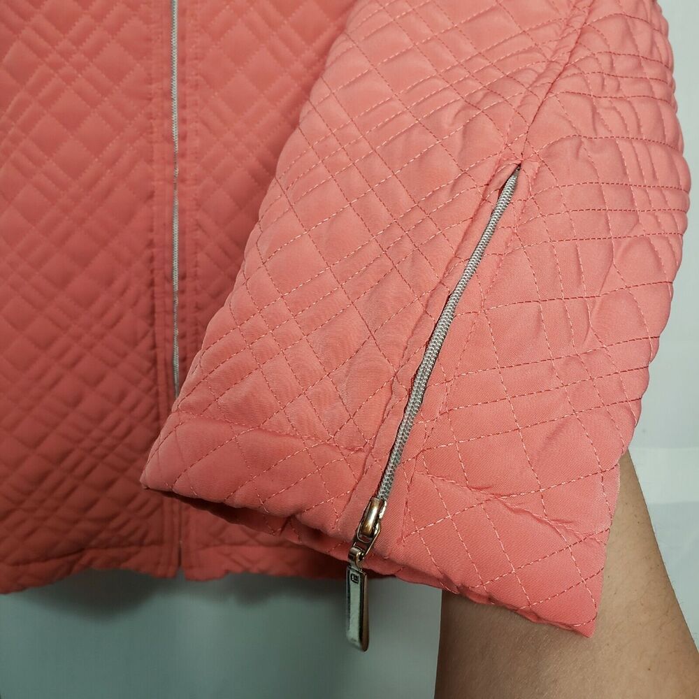 Gallery Coral Quilted Lined Lightweight Zip Blazer Jacket L - Picture 10 of 11